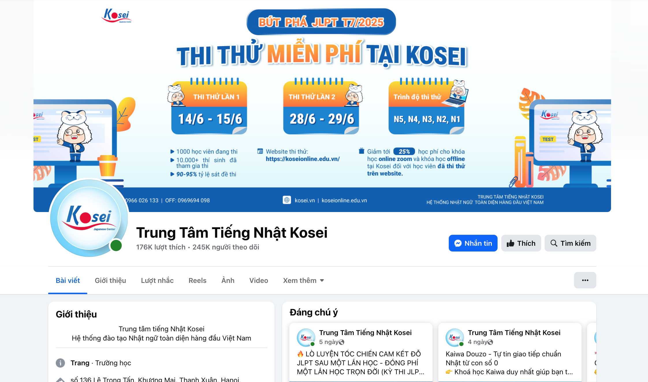 Cập nhật mọi thông tin mới nhất về kỳ thi thử JLPT tại Fanpage của Kosei